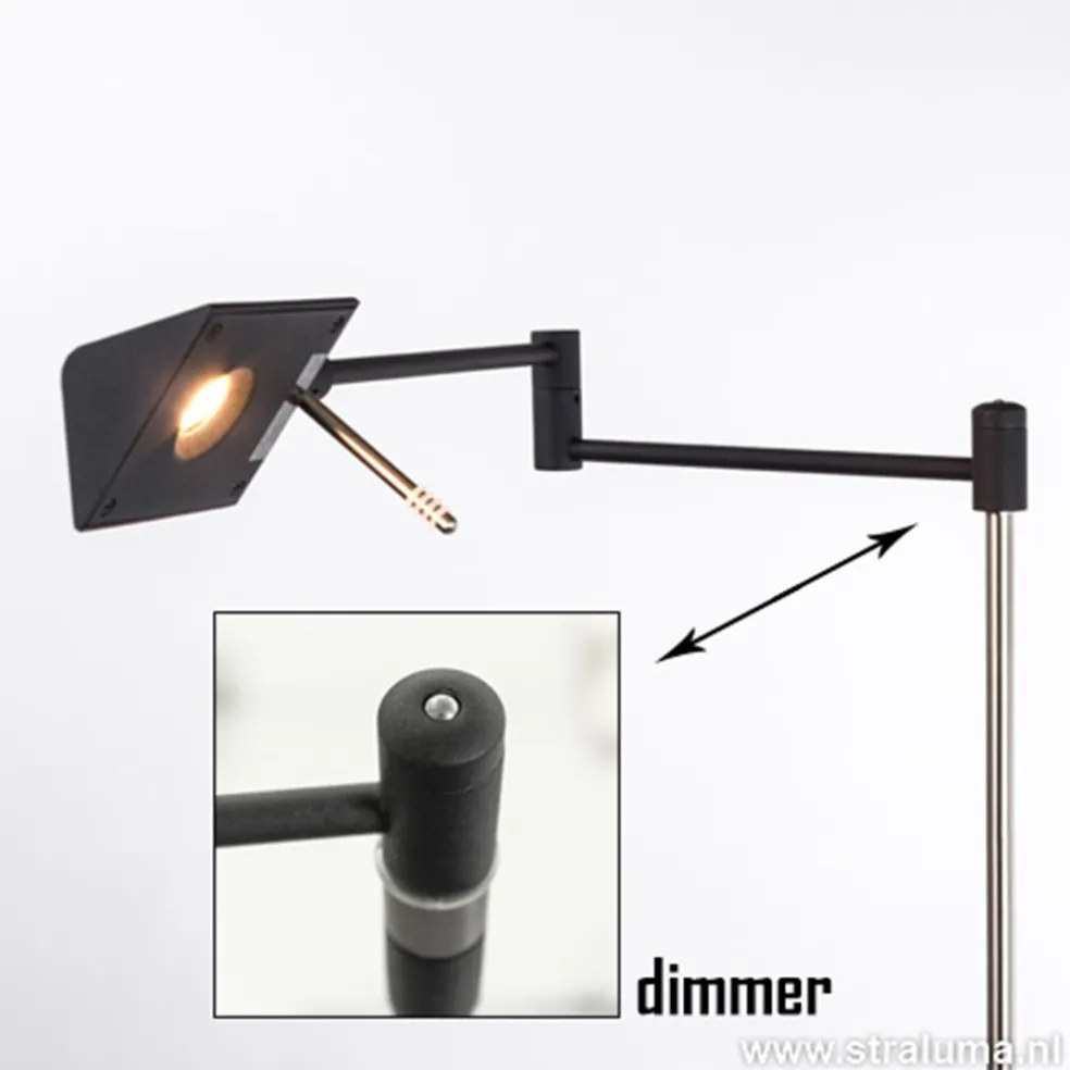 Zwarte vloerlamp-leeslamp LED dimbaar
