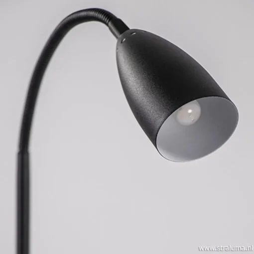 Zwarte vloer/leeslamp touch dimbaar