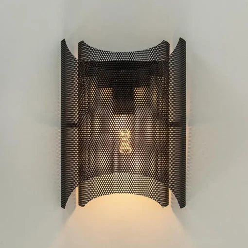 Zwarte wandlamp gaas