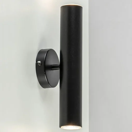Zwarte wandlamp up+down cilinder GU10